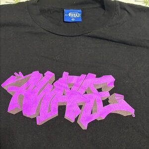 Awake Black Tee with Vibrant Purple Design